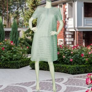 60s Andora Cutout Crochet Crochet Metallic Evening Cocktail Party Blue Dress XL